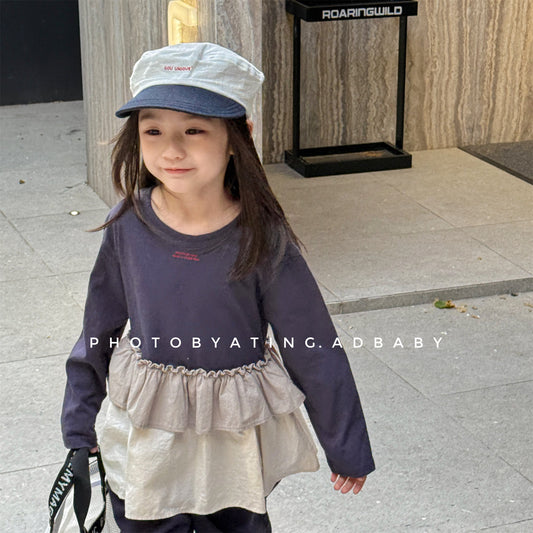 -フリル裾リブ長袖Tシャツチュニックカットソー【mh0010803】 - mamahalo shop - 長袖Tシャツ - べビー服 - 子供服 - 男の子 - 女の子