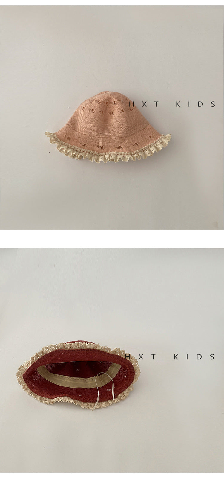 Sombrero tipo pescador calado con encaje para niños【mh0001869】