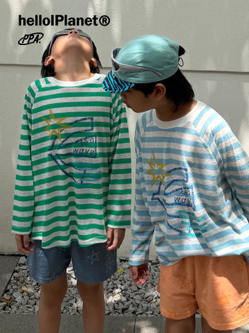 Nautical Sun-Protection Striped Raglan Tee ボーダー 長袖Tシャツ【mh0013623】