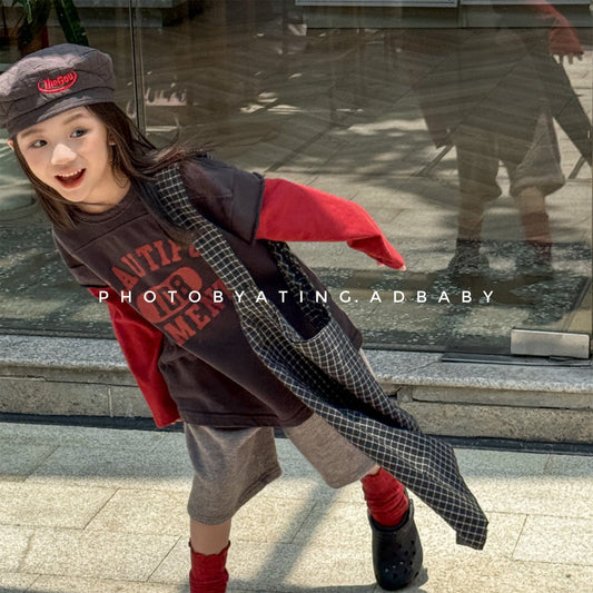 -ロゴプリントベストドッキング長袖Tシャツ スウェット【mh0010806】 - mamahalo shop - 長袖Tシャツ - べビー服 - 子供服 - 男の子 - 女の子