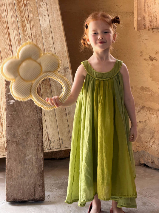 Ramie Sleeveless Dress ピコレース ノースリーブワンピース【mh0013056】