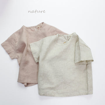 Minimalist Pullover Linen Top リネン 半袖シャツ【mh0013632】