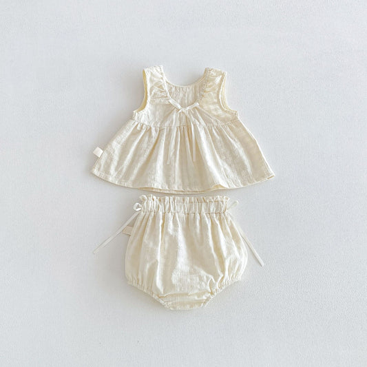 Ruffle Sleeveless Set ラッフル ノースリーブブラウス ショートパンツ セット【mh0013420】