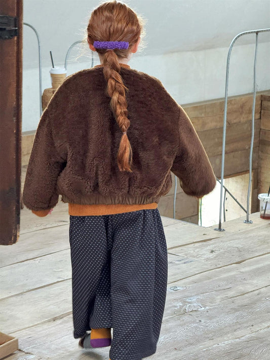 ノーカラーボアブルゾン ジップアップジャケット 厚手アウター【mh0011758】