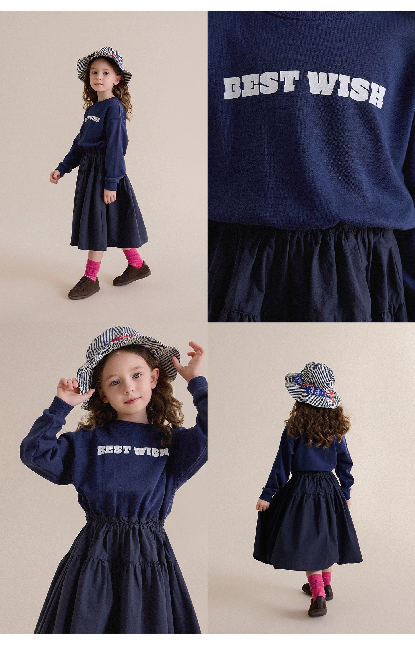 Kids' Junior Printed Docking Long-Sleeve Dress