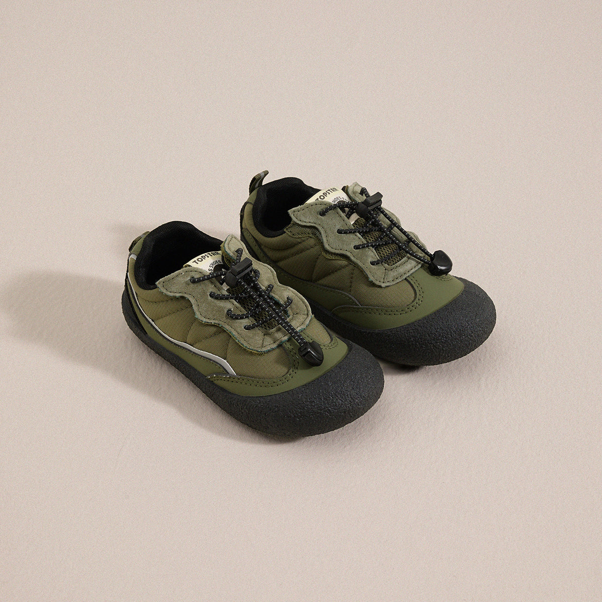 Zapatillas de lona infantiles con diseño de empalme estilo trekking sin cordones 【mh0014237】