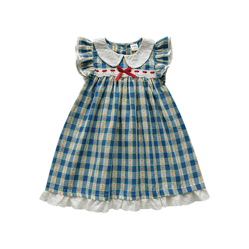 Jacquard Plaid Princess Dress チェック フリルスリーブワンピース【mh0013660】