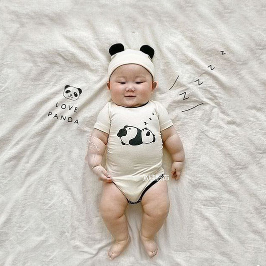 Panda Costume Short-Sleeve Romper With Hat Set パンダ 半袖ロンパース コスチューム【mh0013355】
