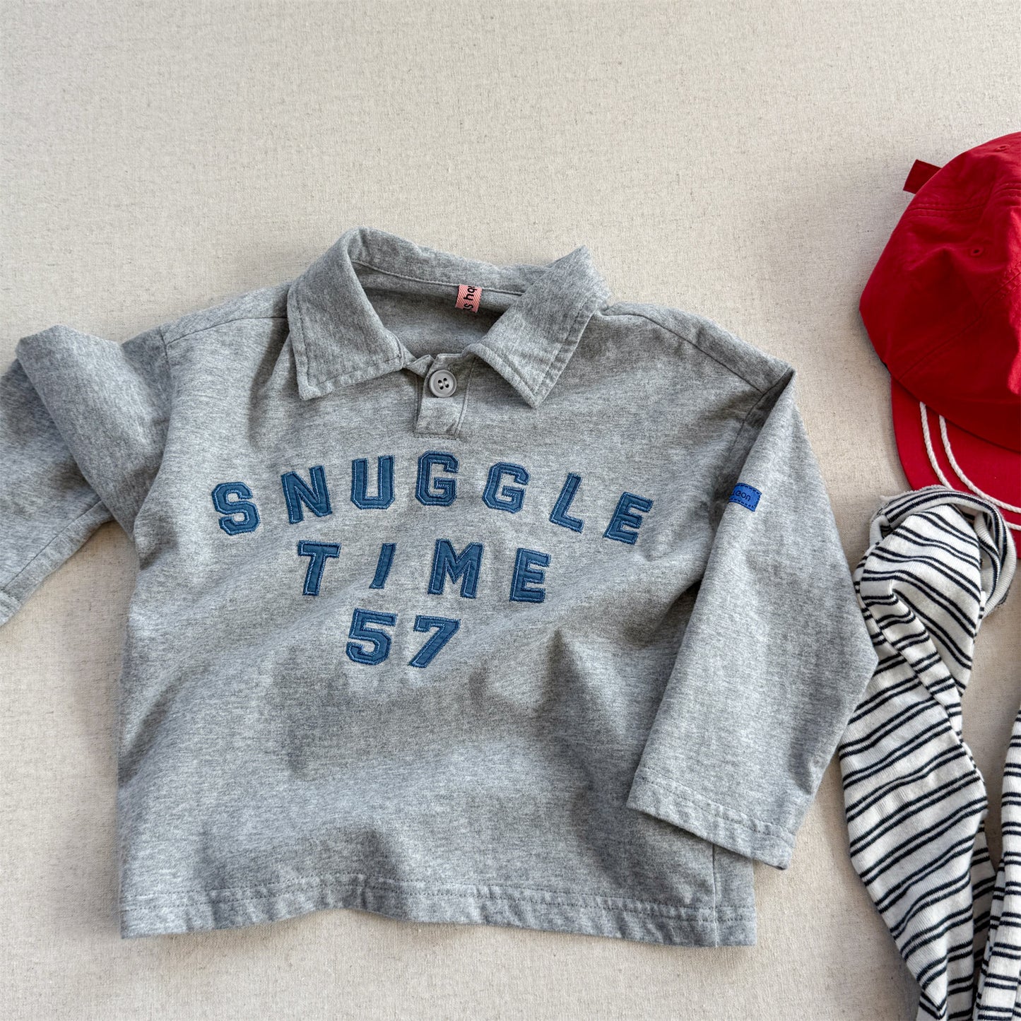 -カレッジロゴ襟付き長袖Tシャツ ポロシャツ【mh0010810】 - mamahalo shop - 長袖シャツ・ブラウス - べビー服 - 子供服 - 男の子 - 女の子