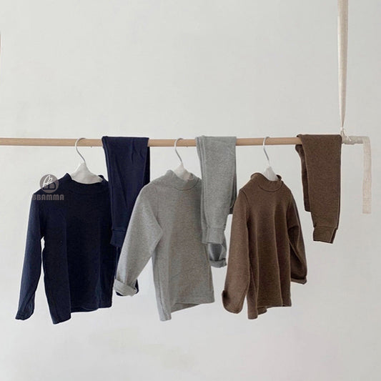 Solid Color Mock Neck Lounge Set 無地 モックネック 長袖 セットアップ【mh0012701】