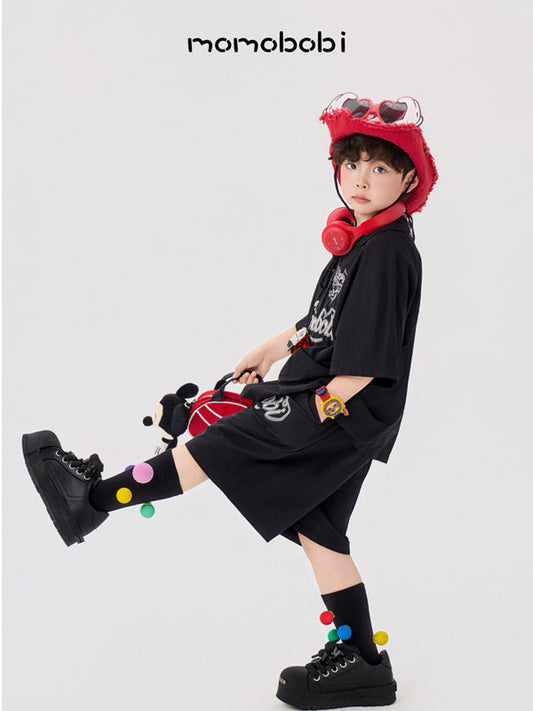 Embroidered Letter Set 半袖シャツ ハーフパンツ セット【mh0013006】