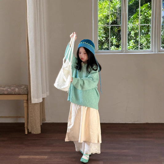 -ライトミントニットプルオーバー/スリットロングスカートドッキングパンツ【mh0010936】 - mamahalo shop - 長袖セットアップ - べビー服 - 子供服 - 男の子 - 女の子