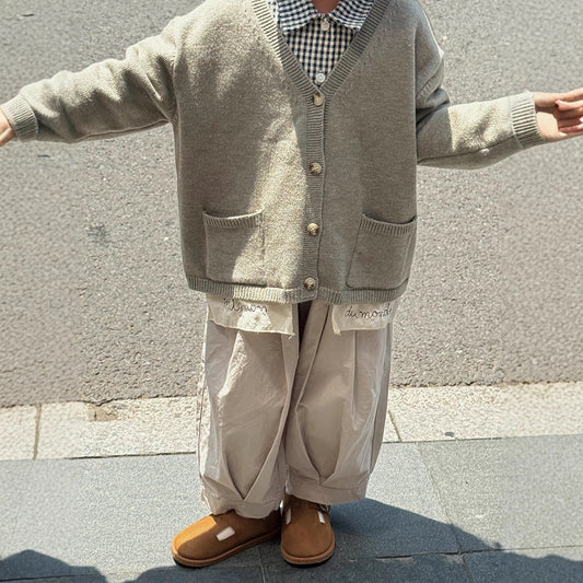 -ニットVネックシンプルカーディガン【mh0011028】 - mamahalo shop - カーディガン・パーカー - べビー服 - 子供服 - 男の子 - 女の子