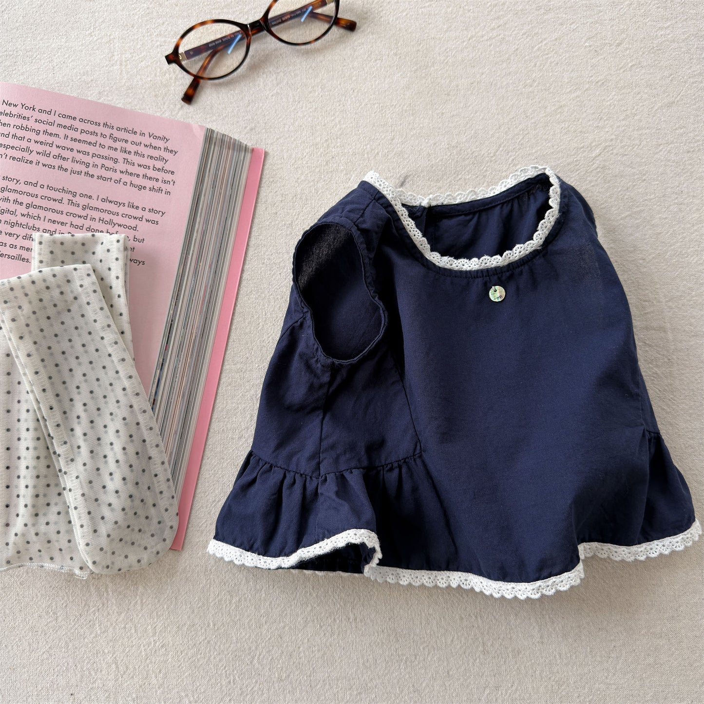 Sleeveless Lace Peplum Shirt レース ノースリーブブラウス【mh0013455】