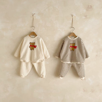 ベビー ボーダー くま ベア ルーズ 長袖スウェット ロングパンツ セット【mh0000689】 - Mamahalo shop