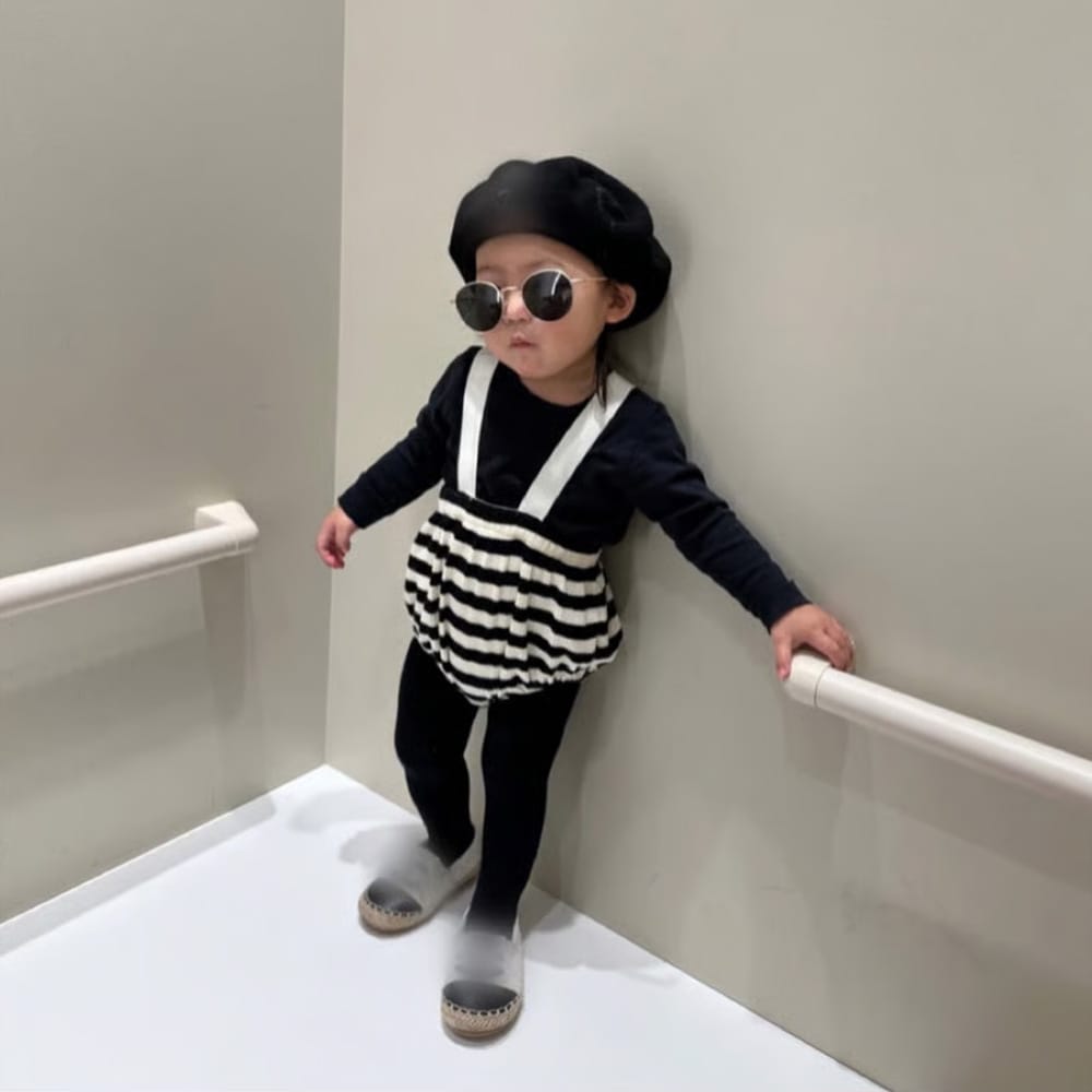 ストライプ 無地 リブ サスペンダーブルマ【mh0013811】 Stripe / 80cm ANKRT サロペットパンツ・サスペンダーパンツ