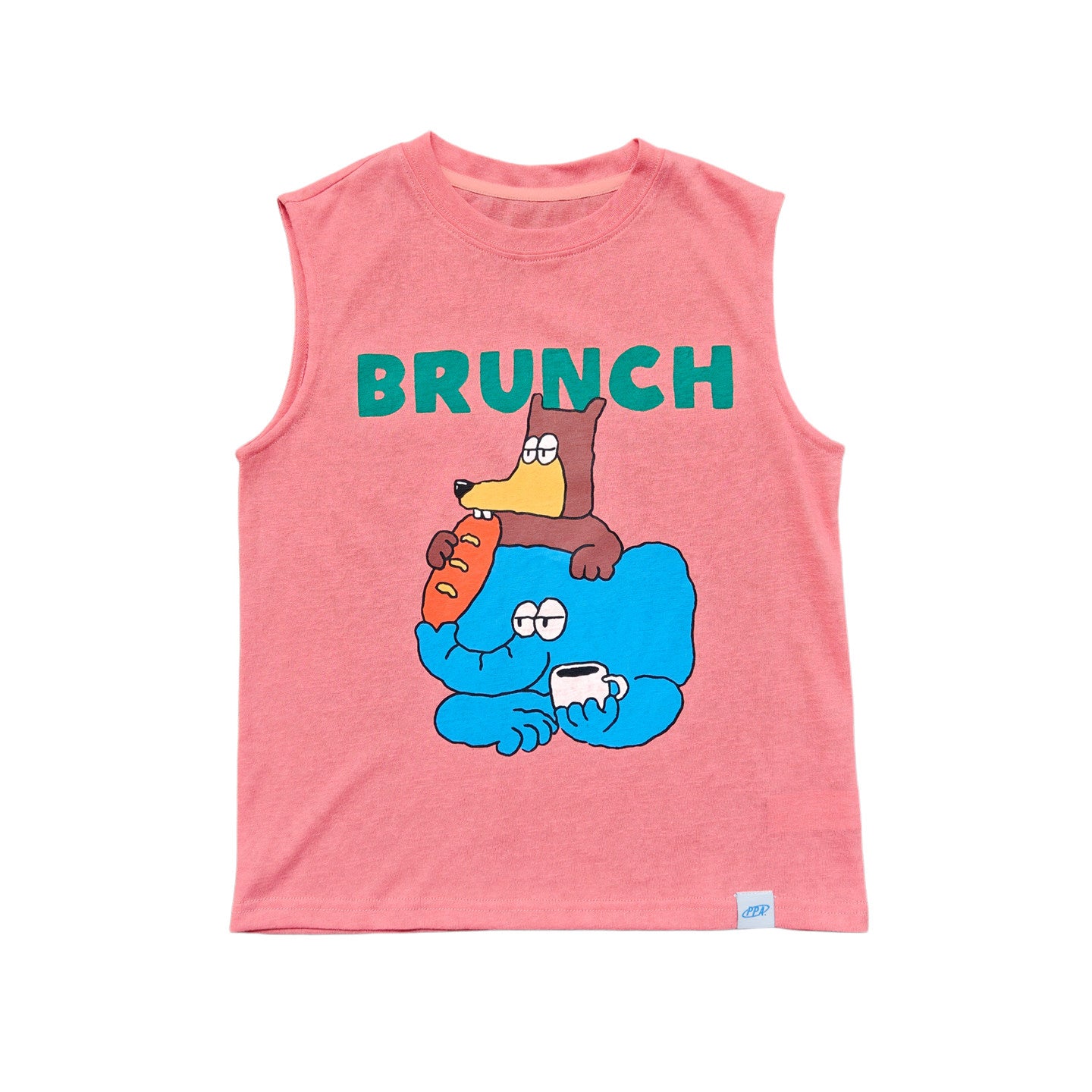 Cartoon Animal Print Sleeveless Tee アニマル ノースリーブTシャツ【mh0013624】