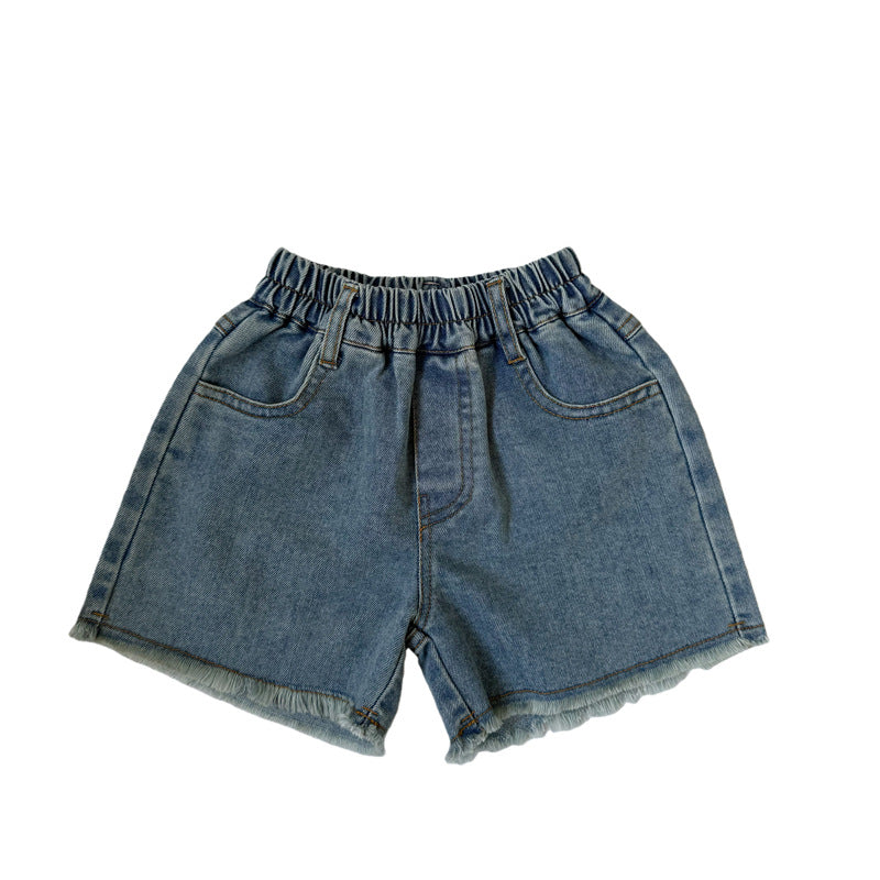 Fringed Raw Hem Denim Shorts フリンジ デニムショートパンツ【mh0013643】