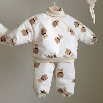 Bear Print Padded Top & Pants Set クマ柄 中綿トップス パンツセット【mh0012640】