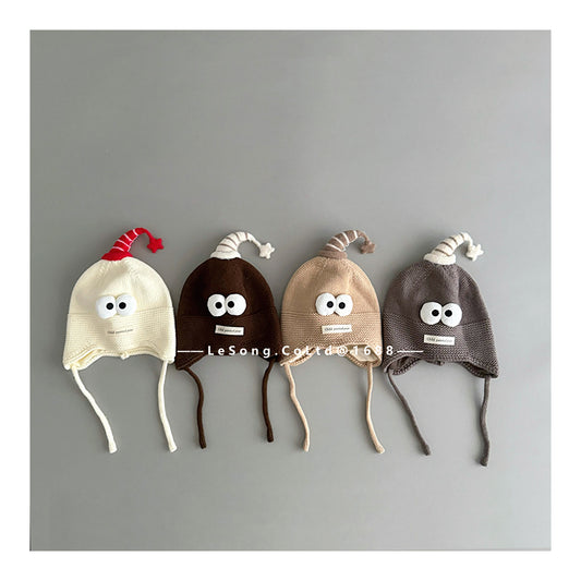 ベビー帽子 アイボール 目玉ワッペン ニットキャップ【mh0011826】