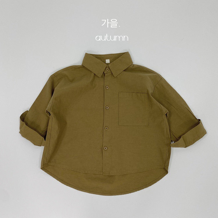 Camisa de manga larga holgada con bolsillos para niños【mh0013927】