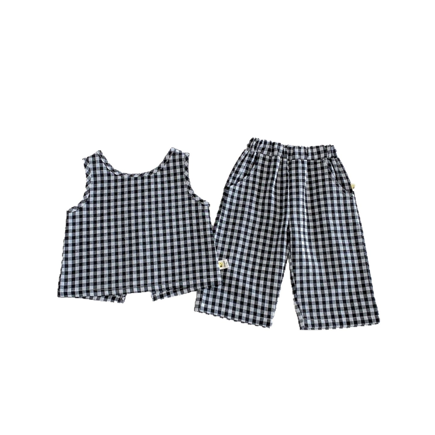 Check Sleeveless Wide Pants Set ギンガムチェック ノースリーブ セットアップ【mh0012708】