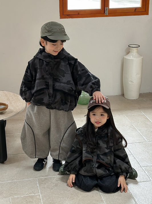 Kids' Camouflage Hooded Blouson Jacket【mh0014779】
