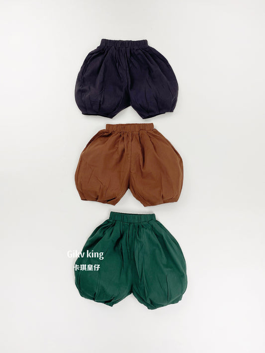 Elastic Waistband Cotton Bloomers 無地 バルーンショートパンツ【mh0012844】