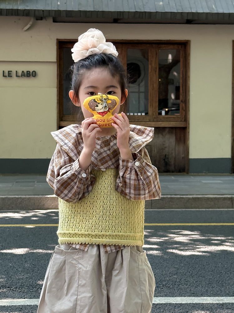 -フロントボタンクロップドニットベスト【mh0011026】 - mamahalo shop - ベスト - べビー服 - 子供服 - 男の子 - 女の子