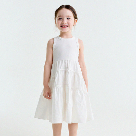 Spliced Tiered Tank Dress ノースリーブ ティアードワンピース【mh0013175】