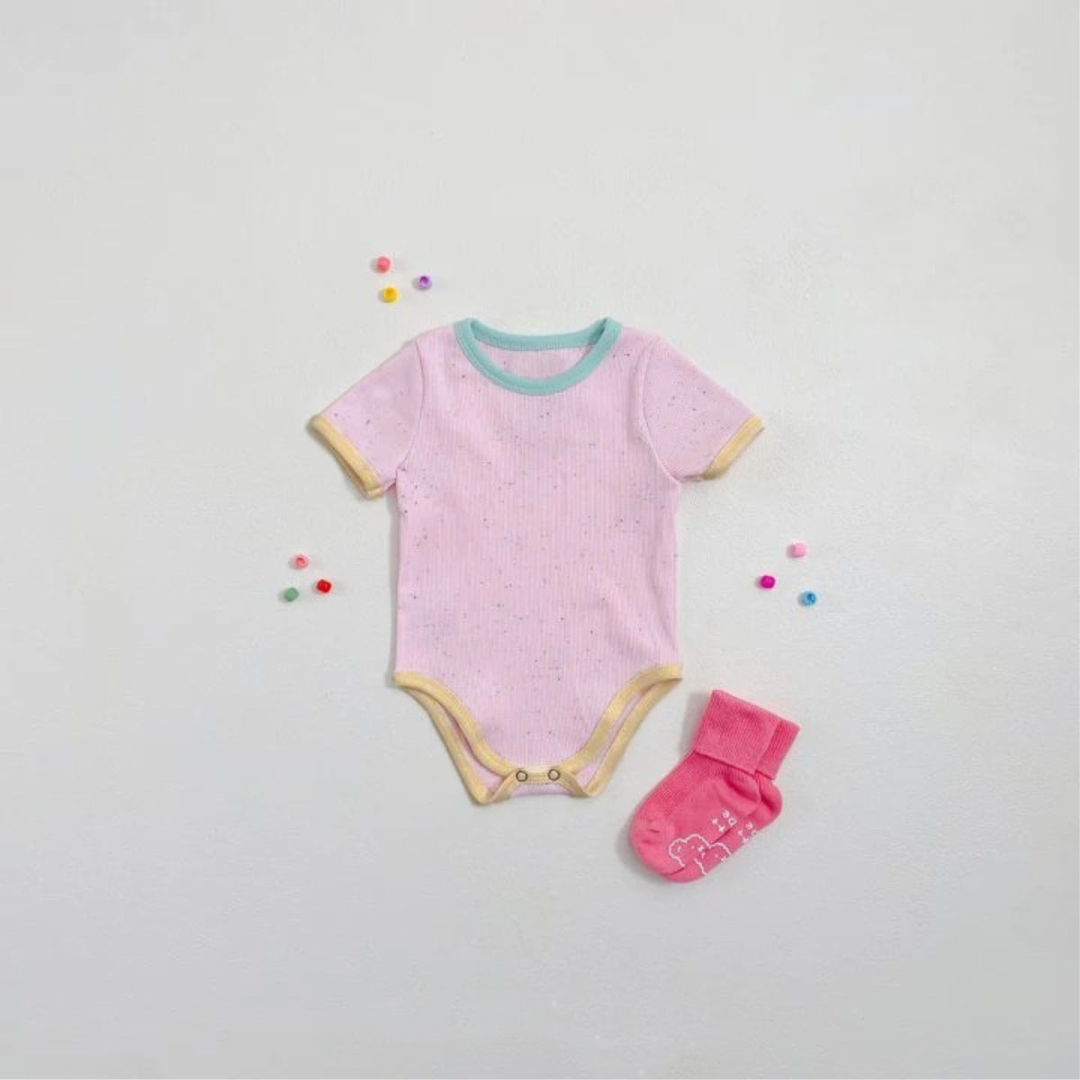 Mottle Speckled Short Sleeve Bodysuit ネップ 半袖ロンパース【mh0013509】