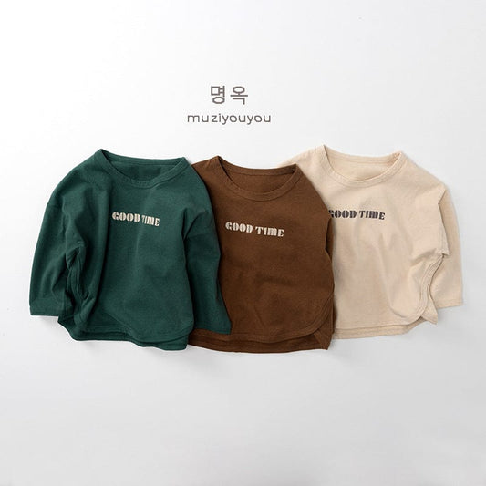 -GOOD TIMEロゴプリント長袖Tシャツ【mh0010864】 - mamahalo shop - 長袖Tシャツ - べビー服 - 子供服 - 男の子 - 女の子
