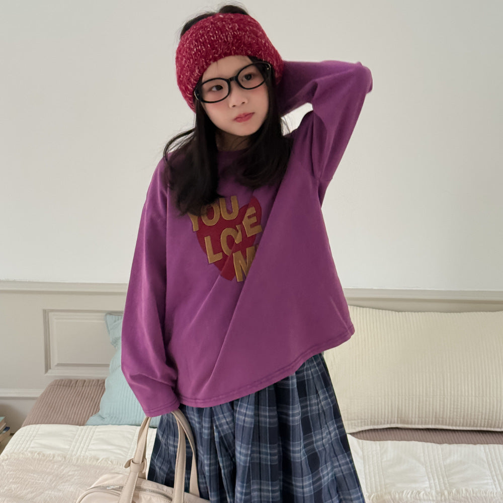 -ハートロゴプリント長袖スウェットTシャツ【mh0010946】 - mamahalo shop - 長袖Tシャツ - べビー服 - 子供服 - 男の子 - 女の子