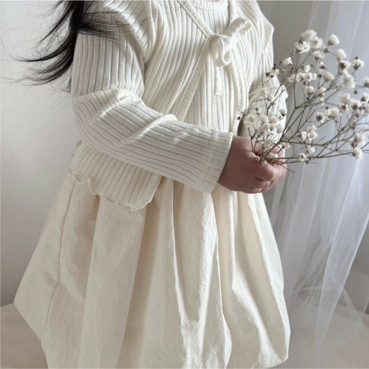 Ribbed Cardigan & Balloon Skirt Set