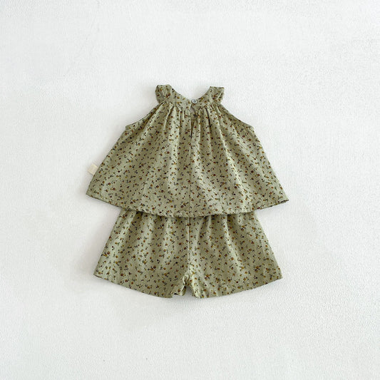 Floral Lace Set フラワー ノースリーブチュニック ショートパンツ セット【mh0013423】
