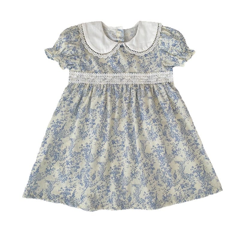 Floral Lace Collar Romper Dress パフスリーブ ロンパース 半袖ワンピース【mh0013164】 Aeg babyi 半袖ロンパース