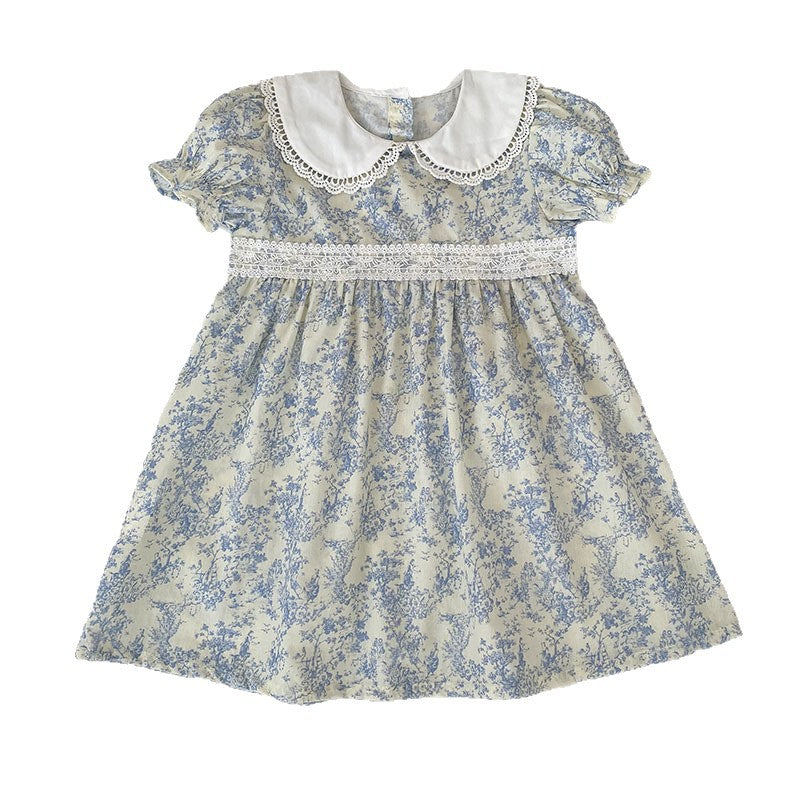 Floral Lace Collar Romper Dress パフスリーブ ロンパース 半袖ワンピース【mh0013164】