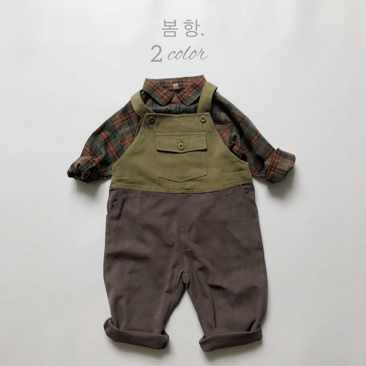 キッズ 切り替え 配色 サロペット オーバーオール【mh0000647】