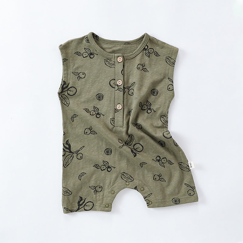 Sleeveless Fruit Plant Print Romper ベジタブル柄 ノースリーブロンパース【mh0013595】