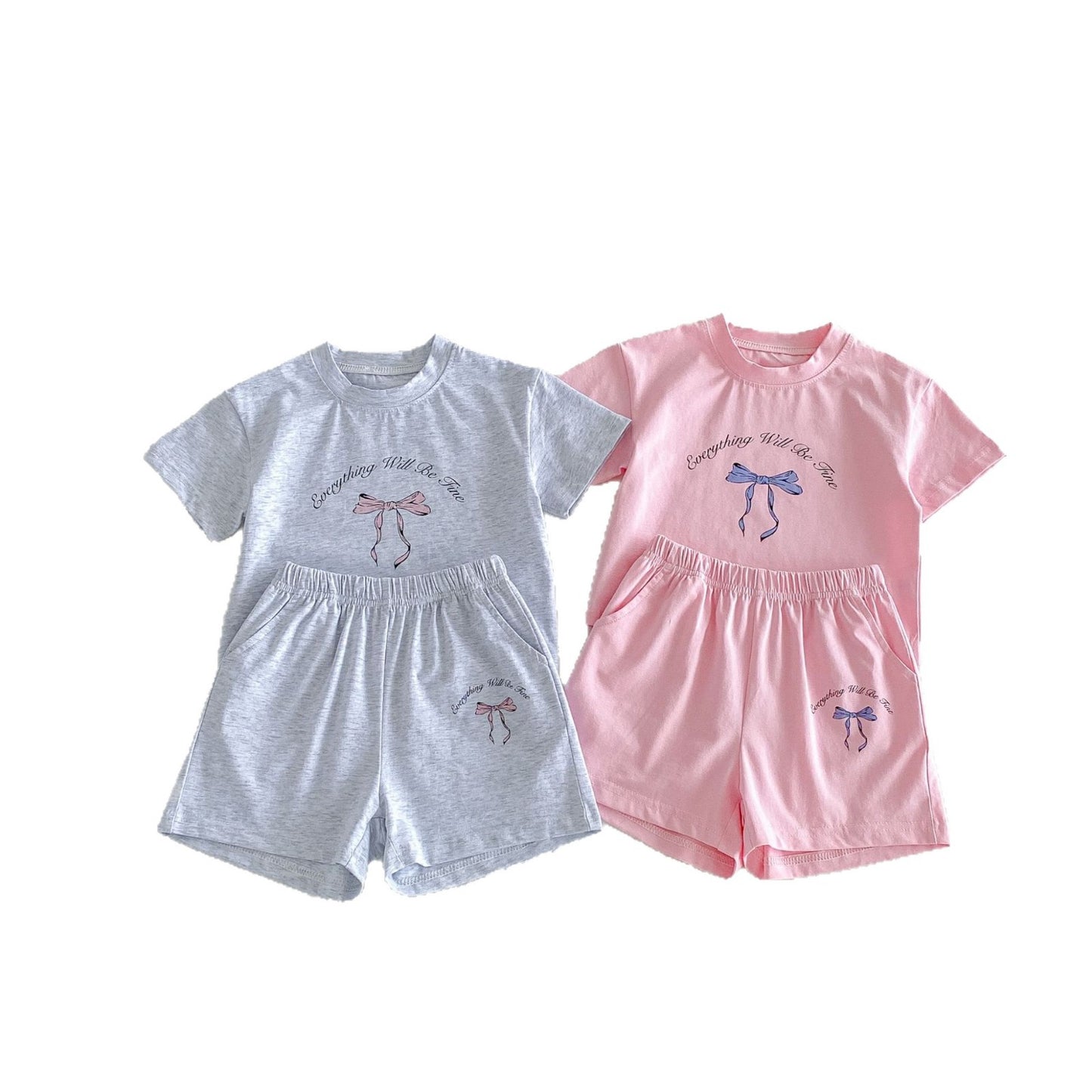 Floral Bow T-shirt Shorts Set フラワー リボン 半袖 セットアップ【mh0012716】