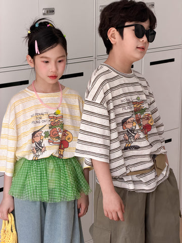 Cartoon Stripe Tee ボーダー 半袖Tシャツ【mh0013530】