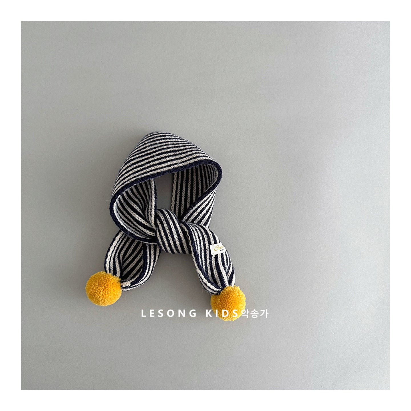 キッズ マフラー ストライプ ポンポン ニット 防寒 ネックウォーマー【mh0011596】