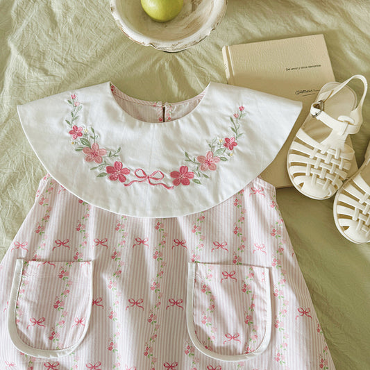 Flower Print Ruffle Dress フリル ノースリーブワンピース【mh0013656】