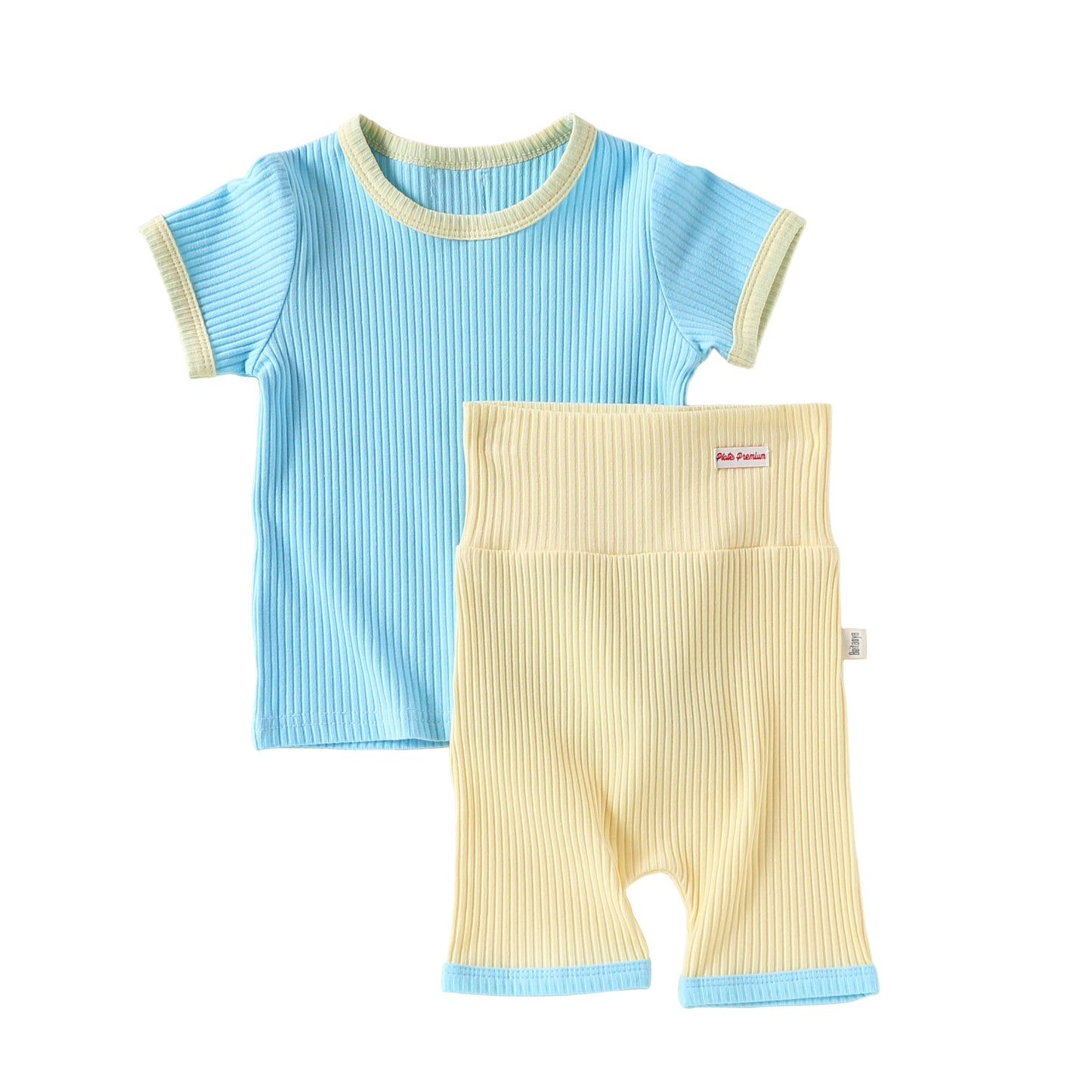 Ribbed Short Sleeve Set リブ 半袖Tシャツ ハーフパンツ【mh0013034】