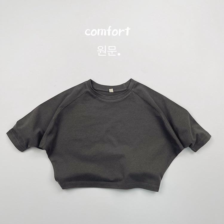 キッズ 無地 クルーネック ルーズ 長袖Tシャツ【mh0013932】