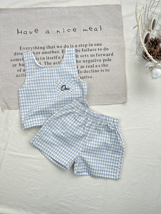 Plaid Tank Top Shorts Set チェック ノースリーブトップス ショートパンツ セット【mh0013280】