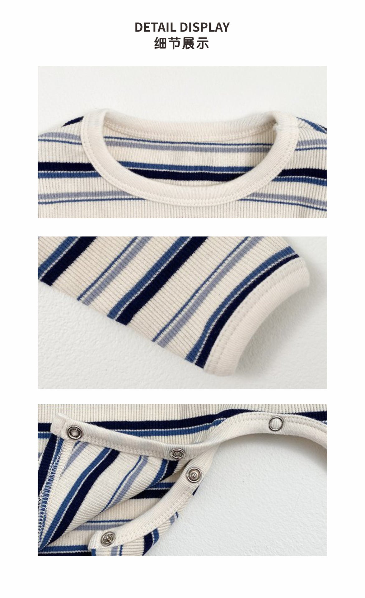 -カラフルボーダーロンパース ボンネット付き リブ編み コットンカバーオール 2点セット【mh0010891】 - mamahalo shop - 長袖ロンパース - べビー服 - 子供服 - 男の子 - 女の子