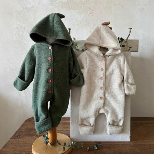 長袖ジャンプスーツ 恐竜 ダイナソーフーディ フリース カバーオール【mh0011859】