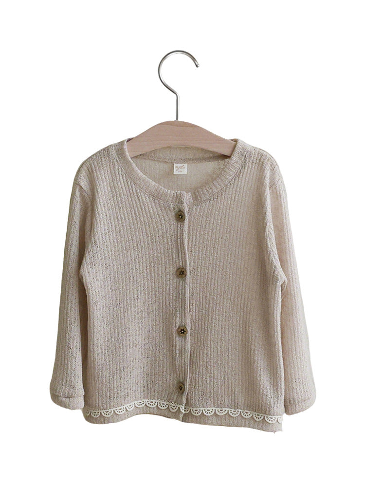 Lace Trim Knit Cardigan 透かし編み サマーカーディガン【mh0012984】