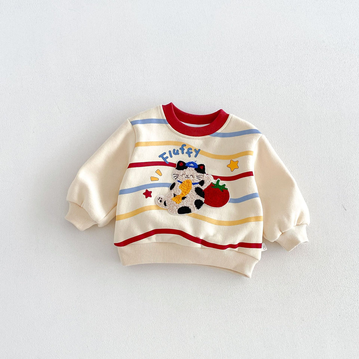 キッズ アップリケ 刺繍 裏起毛 スウェットトレーナー【mh0014775】